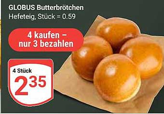 GLOBUS Butterbrötchen - 4 kaufen, 3 bezahlen!