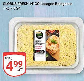 GLOBUS FRESH 'N' GO Lasagne Bolognese 800 g
