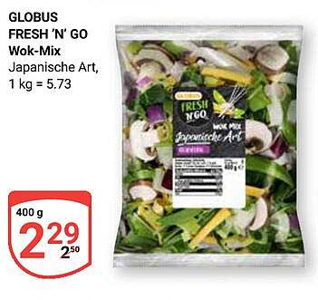 GLOBUS FRESH 'N' GO Wok-Mix Japanische Art, 400 g für 2,29 €