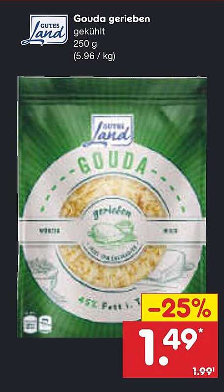 Gouda gerieben - 250 g (gekühlt)