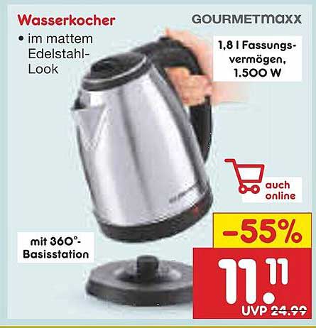 Gourmetmaxx Wasserkocher im matten Edelstahl-Look