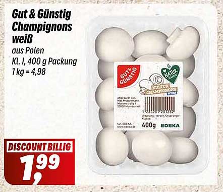 Gut & Günstig Champignons weiß 400 g aus Polen