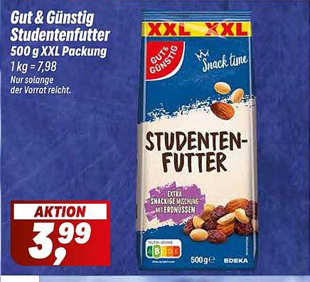 Gut & Günstig Studentenfutter 500 g XXL Packung