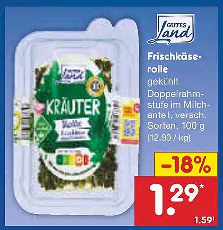 Gutes Land Frischkäse-Rolle Kräuter, 100 g