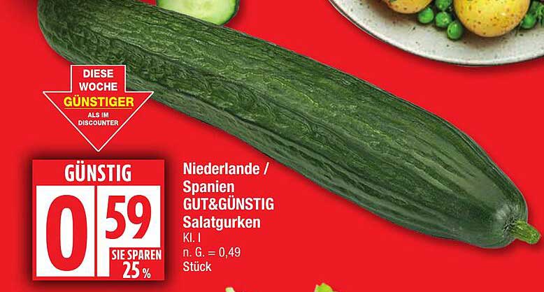GUT&GÜNSTIG Salatgurken - Frisch aus den Niederlanden/Spanien