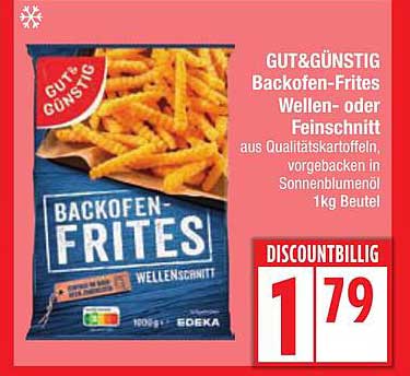 GUT&SONSTG Backofen-Frites Wellen- oder Feinschnitt 1 kg Beutel