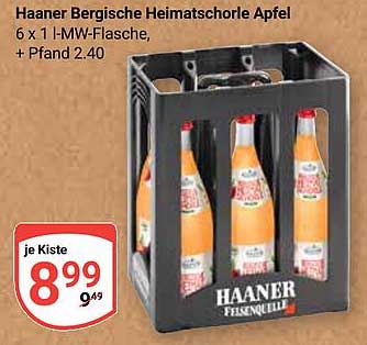 Haaner Bergische Heimat(schorle) Apfel - 6 x 1 L MW-Flasche