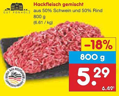 Hackfleisch gemischt aus 50% Schwein und 50% Rind 800 g