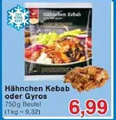 Hähnchen Kebab oder Gyros 750g Beutel