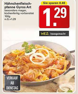 Hähnchenfleischpfanne Gyros Art
