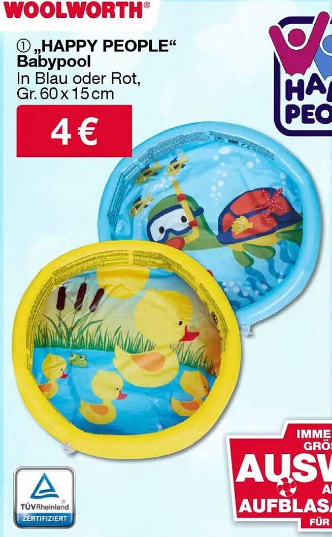 "HAPPY PEOPLE" Babypool in Blau oder Rot, Gr. 60 x 15 cm