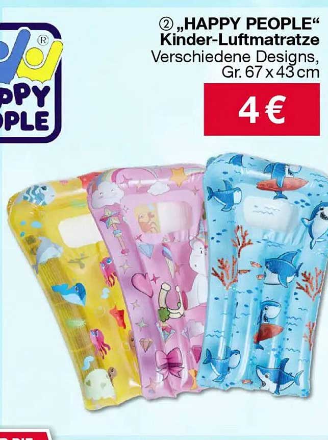 „HAPPY PEOPLE“ Kinder-Luftmatratze, verschiedene Designs, Gr. 67 x 43 cm