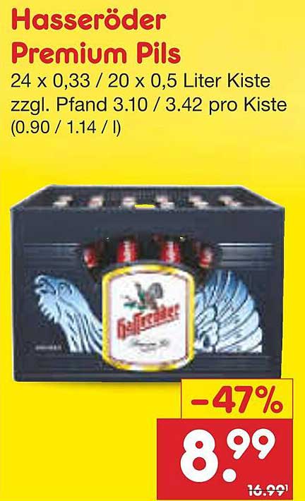 Hasseröder Premium Pils 24 x 0,33 / 20 x 0,5 Liter Kiste
