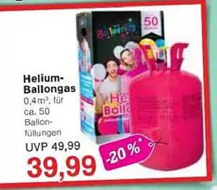 Helium-Ballongas 0,4m³ für ca. 50 Ballonfüllungen