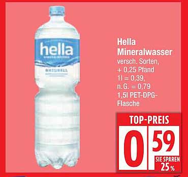 Hella Mineralwasser, 1,5l PET-DPG-Flasche