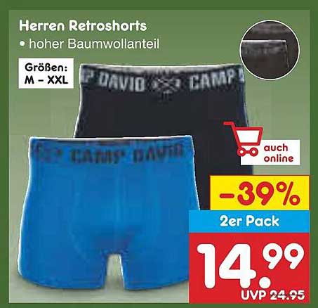 Herren Retroschorts 2er Pack von CAMP DAVID