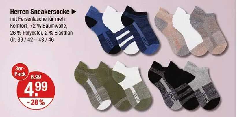 Herren Sneaker-Socken – 3er-Pack