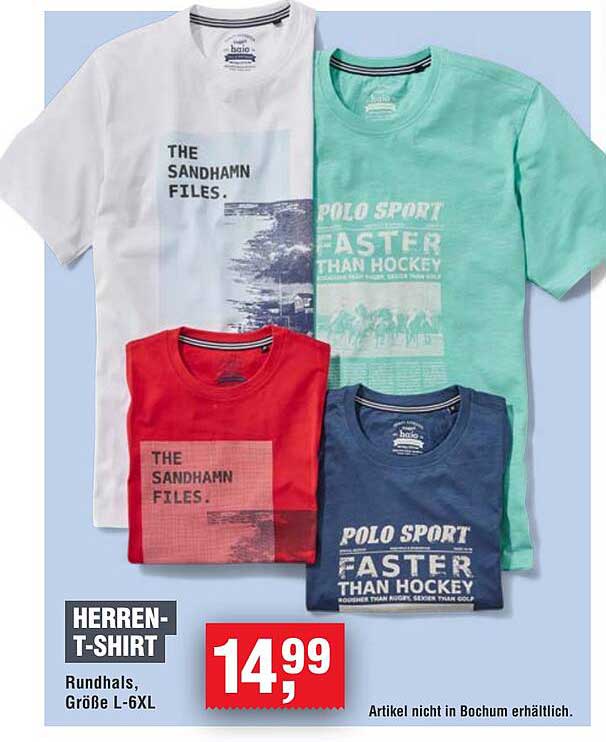 Herren-T-Shirt Rundhals, Größe L-6XL