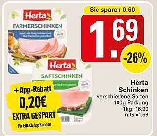 Herta Schinken verschiedene Sorten 100g Packung