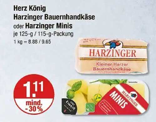 Herz König Harzinger Bauernhandkäse oder Harzinger Minis