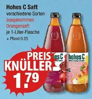 Hohes C Saft verschiedene Sorten ausgenommen Orangensaft je 1-Liter-Flasche
