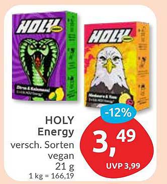 HOLY Energy - verschiedene Sorten vegan