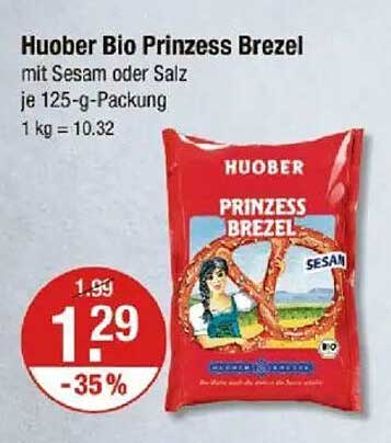 Huober Bio Prinzess Brezel mit Sesam oder Salz - 125 g-Packung