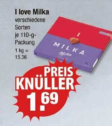 I love Milka verschiedene Sorten 110-g-Packung
