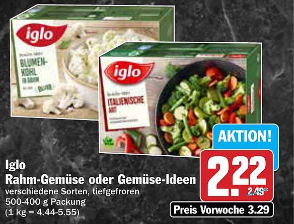Iglo Rahm-Gemüse oder Gemüse-Ideen