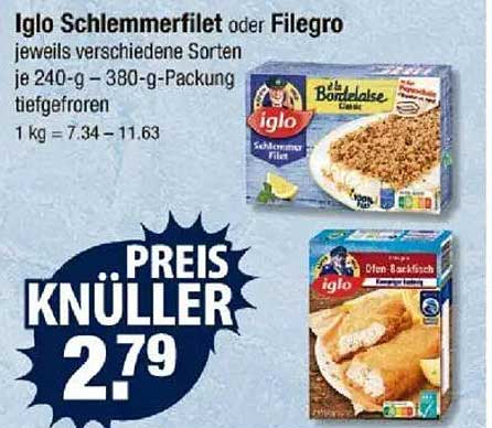 Iglo Schlemmerfilet oder Filegro - Verschiedene Sorten, 240-g bis 380-g Packung, tiefgefroren
