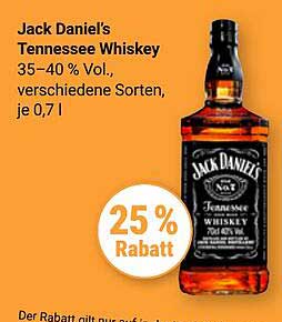 Jack Daniel's Tennessee Whiskey 0,7 l - 25 % Rabatt