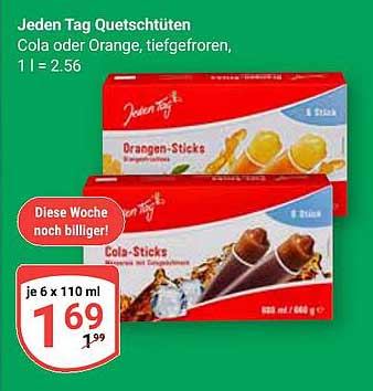 Jeden Tag Quetschütten - Cola oder Orange, tiefgefroren