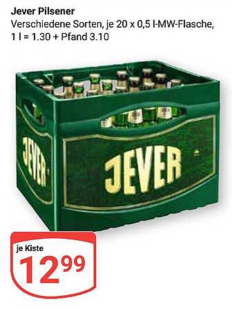 Jever Pilsener - Kiste mit 20 Flaschen à 0,5 l