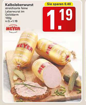 Kalbsleberwurst streichzarte feine Leberwurst im Golddarm 100g