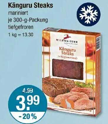 Känguru Steaks mariniert je 300-g-Packung tiefgefroren