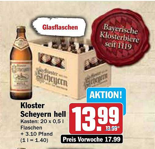 Kloster Scheyern Hell 20 x 0,5 l Flaschen