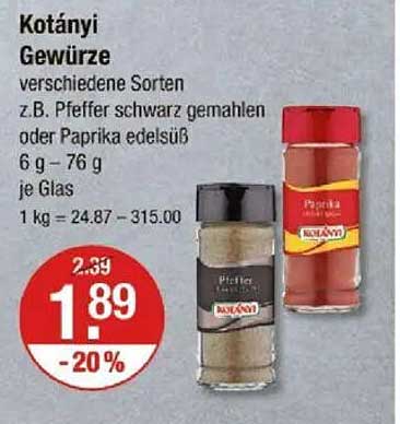 Kotányi Gewürze - verschiedene Sorten