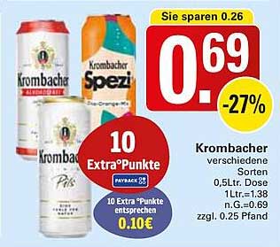 Krombacher – Offene Sorten in der 0,5 L Dose