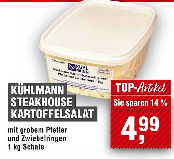 KÜHLMANN STEAKHOUSE KARTOFFELSALAT mit grobem Pfeffer und Zwiebelringen 1 kg Schale