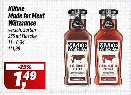 Kühne Made for Meat Würzsauce - BBQ Smoked Pepper & Flame Roasted Paprika 235 ml