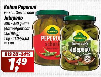 Kühne Peperoni bzw. Jalapeño im Glas - Köstliche Schärfe für jeden Gaumen