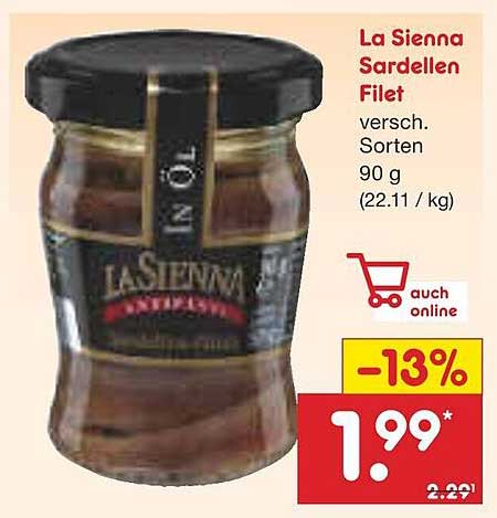 La Sienna Sardellen Filet in Öl 90 g
