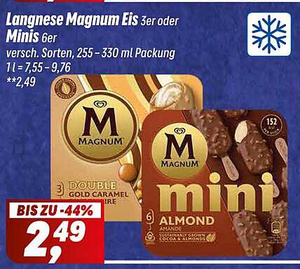 Langnese Magnum Eis 3er oder Minis 6er versch. Sorten