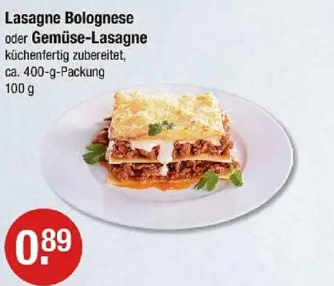 Lasagne Bolognese oder Gemüse-Lasagne 400 g