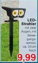 LED-Strahler mit zwei Augen und Bewegungsmelder, ca. 33 cm hoch