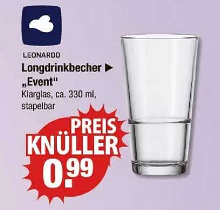 LEONARDO Longdrinkbecher „Event“ klar, 330 ml, stapelbar