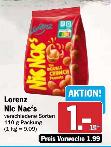Lorenz Nic Nac‘s verschiedene Sorten 110 g Packung