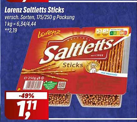 Lorenz Saltletts Sticks - Verschiedene Sorten, 175/250 g Packung