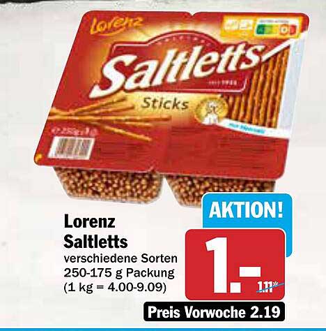 Lorenz Saltletts Sticks - verschiedene Sorten 250-175 g Packung