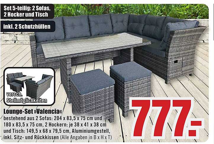 Lounge-Set Valencia - 5-teiliges Gartenmöbel-Set für entspannte Stunden